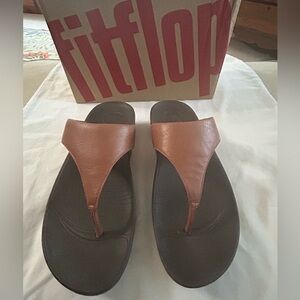 FitFlop ‘LULU’ Brown Leather Sandals women’s size 8
